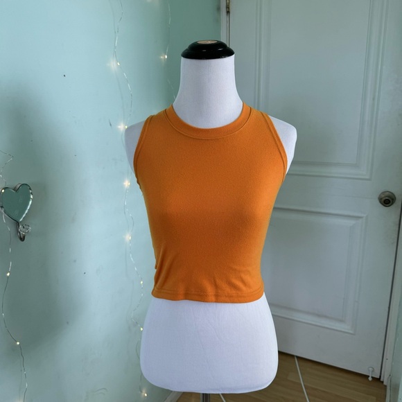 Tops - Orange Cropped Muscle Tank